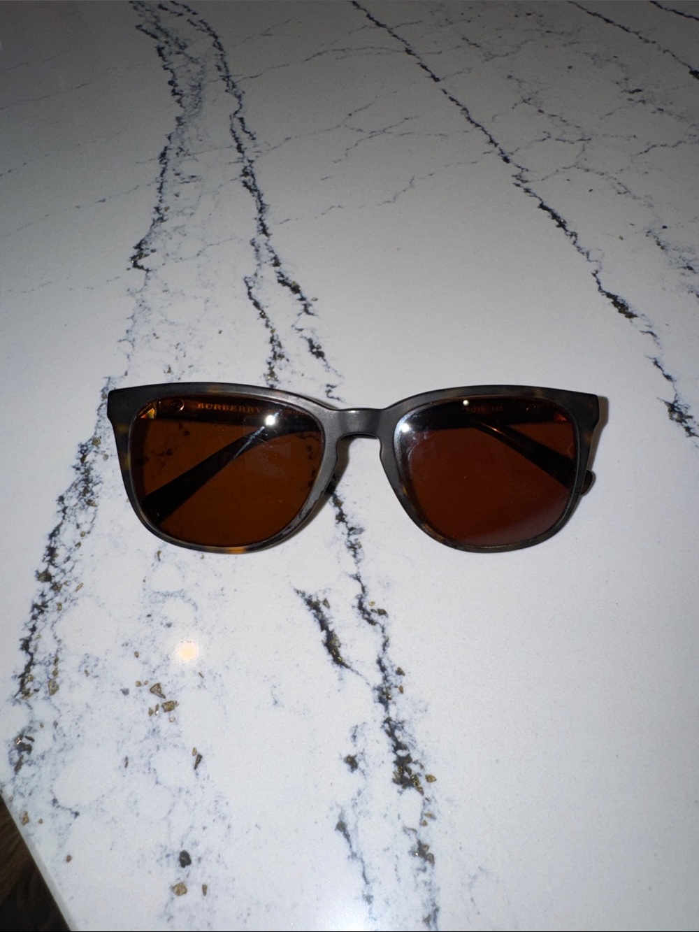 Burberry Men’s George Gray Tortoiseshell Frame Sunglasses with Brown Lenses